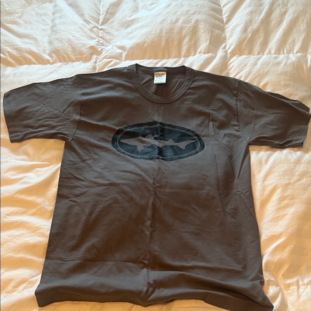 Men's Dark Brown grey dog fish, head brewery Logo Short Sleeve Tee